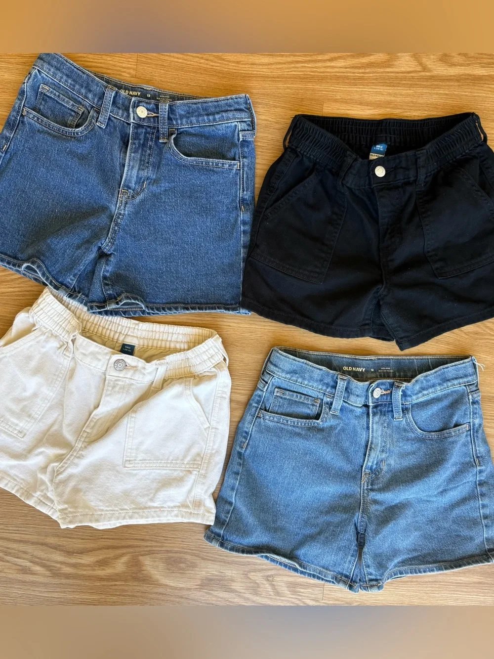 Old Navy Kids Shorts Bundle - Denim, Black, Cream, Girls size 12